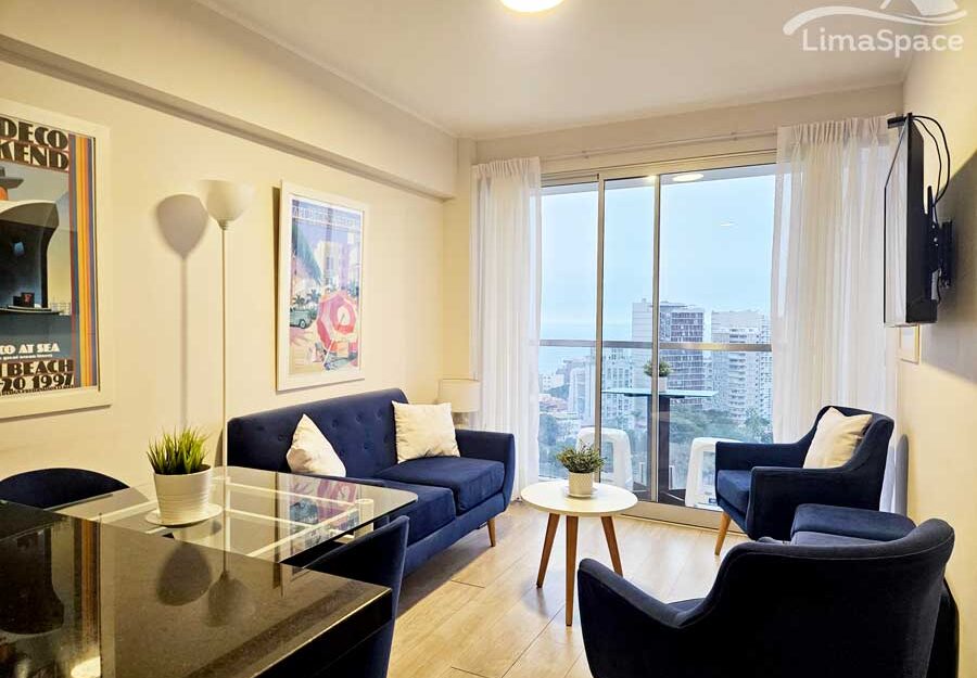 Exclusivo departamento amoblado con vista al mar en Barranco limite Miraflores